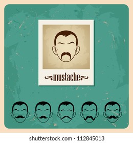 set of vector illustration faces with mustaches