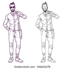 Set vector illustration of a fashionable guy