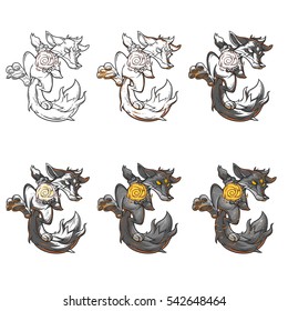 Set vector illustration of a fire fox.
