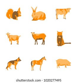 Set of vector illustration in flat style animals