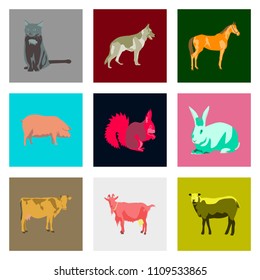 Set of vector illustration in flat style animals