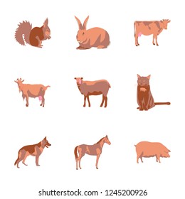 Set of vector illustration in flat style animals