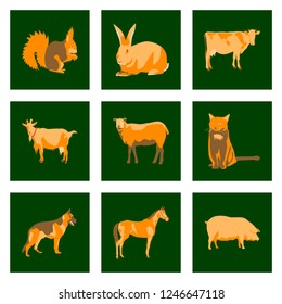 Set of vector illustration in flat style animals