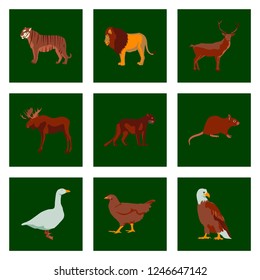 Set of vector illustration in flat style animals
