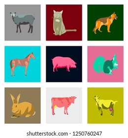 Set of vector illustration in flat style animals