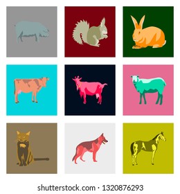 Set of vector illustration in flat style animals
