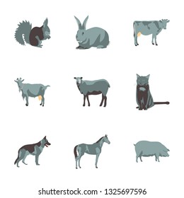 Set of vector illustration in flat style animals