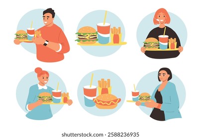 set of vector illustration in flat style on the theme fast food