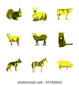 Set of vector illustration in flat style animals