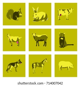 Set of vector illustration in flat style animals