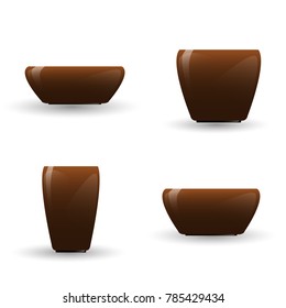 Set vector illustration of flower pots isolated on white background. Vector flower pots for gardener and florist small business.