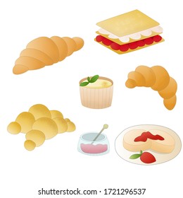 Set vector illustration, french desserts