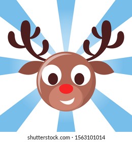 Set of vector illustration of funny christmas emoji. Reindeer face emoji. Esolated emoticon for online chat