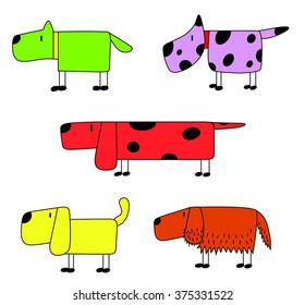 Set vector illustration of funny dog