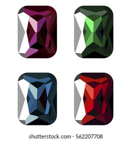 Set of vector illustration of gems, isolated over white background. Graphic illustration. .