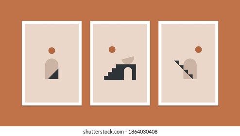 Set of vector illustration with geometric and minimalist style for poster design and wall decoration. EPS 02.