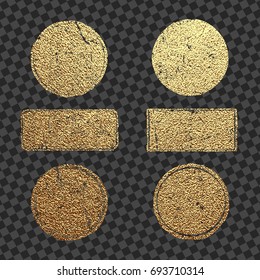 Set vector illustration. Gold rubber stamp. Luxury golden vintage border. Shiny Luxury Badge