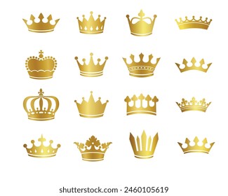 set of vector Illustration of Golden Crown Logo Sign