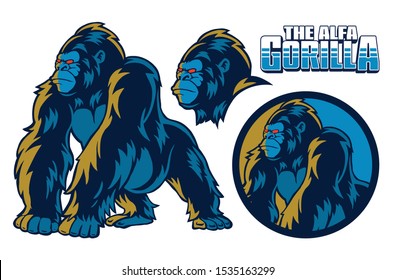 A set vector illustration of gorilla mascot