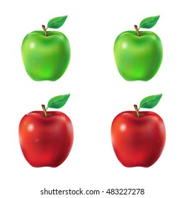 Set of vector illustration  green and red apples