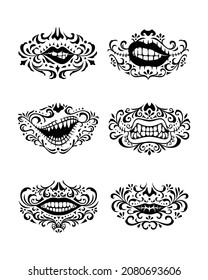 Set of Vector illustration halloween mask