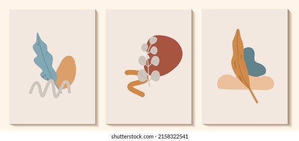 Satz von Vektorgrafik handgezeichnet Karte mit Objekten verschiedener Formen und Blättern im Doodle-Stil für Karte, Design, Aufkleber, Druck, Einladung