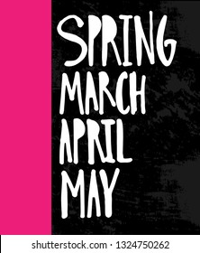 Set of vector illustration with hand sketched lettering "Spring". Template for calendar, signboard, card, design, print, poster. Vector lettering typography poster.