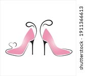 Set of vector illustration of high heel shoes. Symbol of clothes and fashion.