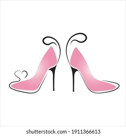 Set of vector illustration of high heel shoes. Symbol of clothes and fashion.