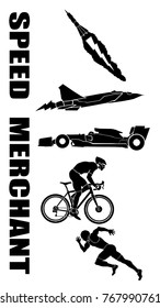 A set of vector illustration of human and machine speed merchant icon. 