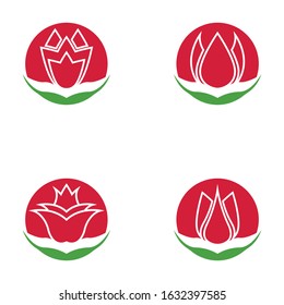 Set of vector illustration icon of beautiful tulips with white background