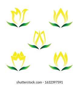 Set of vector illustration icon of beautiful tulips with white background