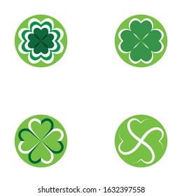 Set of vector illustration icon of clover leaves green with white background