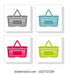 Set vector illustration icon shopping basket