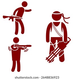 conjunto de imagens de ilustração vetorial das tropas do exército de guerra