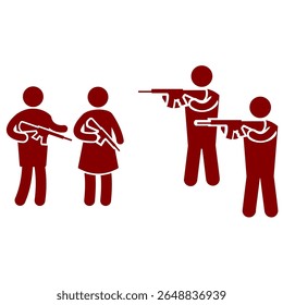 conjunto de imagens de ilustração vetorial das tropas do exército de guerra