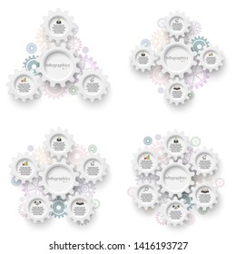Set of vector illustration of an infographic template for business analysis, team work, presentations, graph, diagrams.