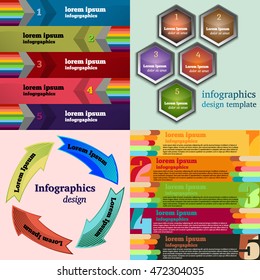 Set of Vector illustration infographic template with step. Colorful bookmarks and banners for text.