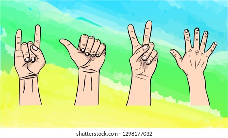 A set of a vector illustration of the isolated gestures by hands