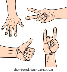 A set of a vector illustration of the isolated gestures by hands