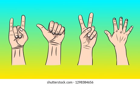 A set of a vector illustration of the isolated gestures by hands