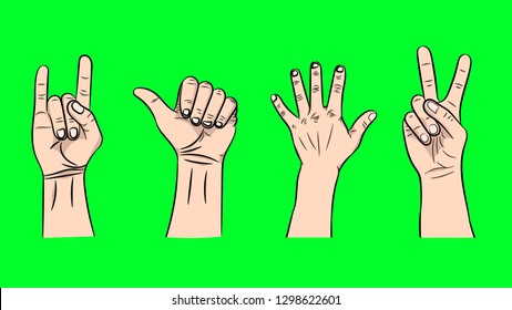 A set of a vector illustration of the isolated gestures by hands