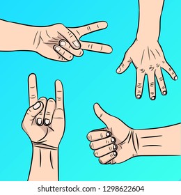 A set of a vector illustration of the isolated gestures by hands