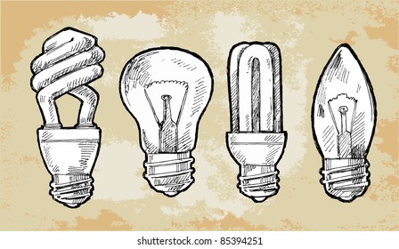 Set vector illustration of light bulb