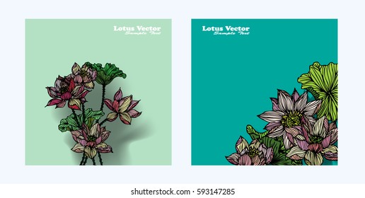 Set vector illustration of lotus flower bouquet on background fro text.