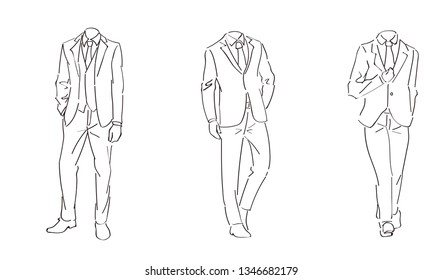 set of vector illustration of man wearing a suit