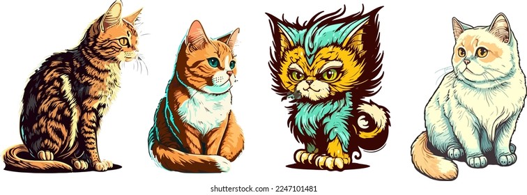 set of vector illustration mascot cat design.