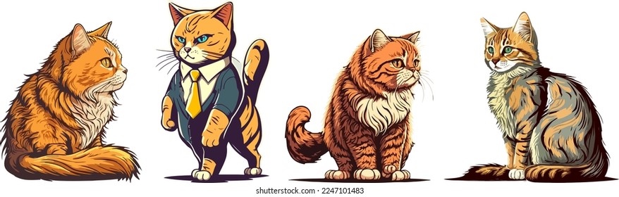 set of vector illustration mascot cat design.