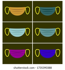 Set Vector illustration of a mask. Protective devices from covid-19 virus.