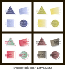 Set of vector illustration. A minimalistic hipster colored frame design. Vector line gradient halftone. frame for text Modern Art graphics. design business cards, invitations, gift cards, flyers
